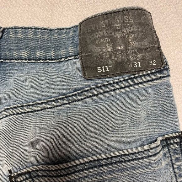 Levi's 511 Black Label Slim Denim Jeans Distressed Men's Size 31x32 - Picture 14 of 16